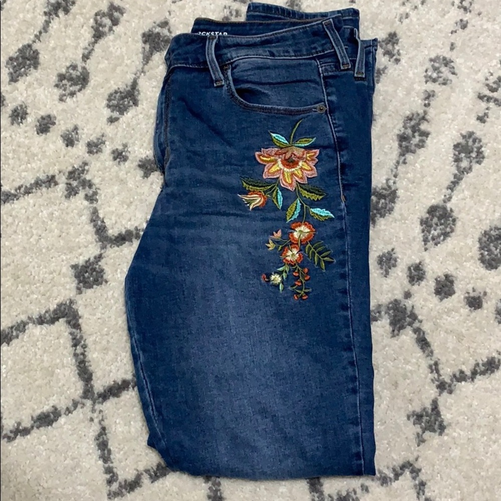 Old Navy Rockstar Mid-Rise Embroidered Jeans